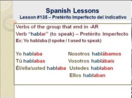 Lesson 135: Spanish verbs conjugation: Pretérito Imperfecto