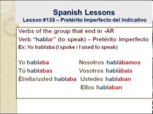 Lesson 135: Spanish Verbs Conjugation: Pretérito Imperfecto